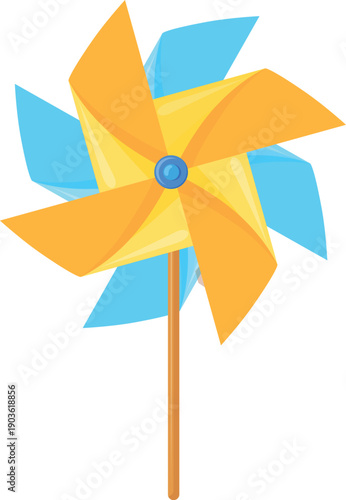 Paper fan toy. Weather pinwheel cartoon icon