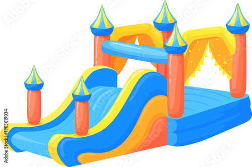 Castle slide. Bouncy jumping attraction cartoon icon