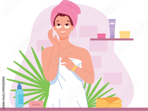 Woman with eye patches. Beauty spa procedure color icon