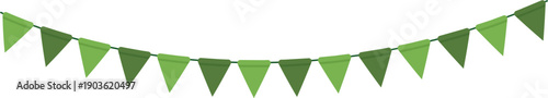Green bunting. Holiday party decoration cartoon element