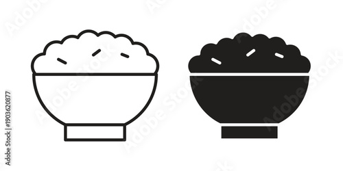Rice bowl icon and symbol. Vector illustration.eps
