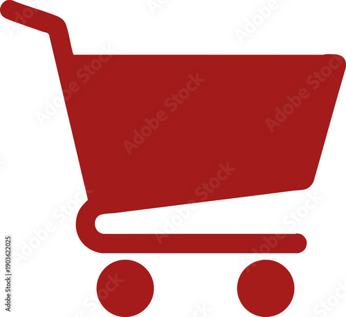 Commercial Red Shopping Cart Icon for Web and E-commerce