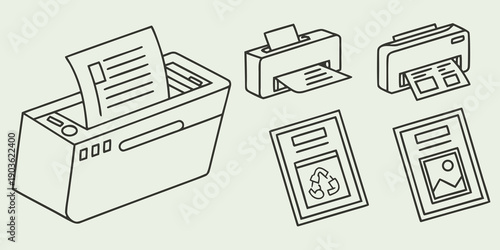 Various office supplies including a stapler, staples, and paper clips.