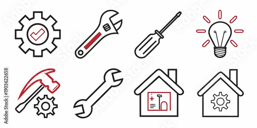 Assorted icons representing various tools and home maintenance concepts