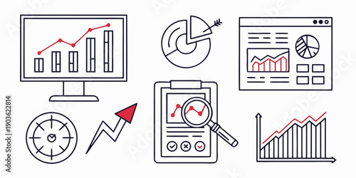 Diverse icons representing various aspects of data analysis and business intelligence