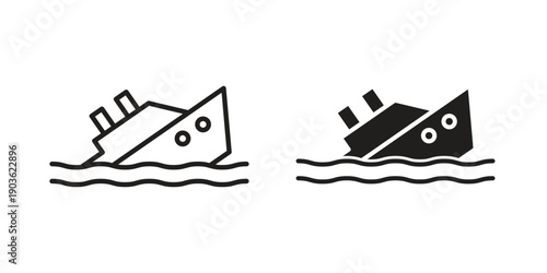 Sinking ship icon and symbol. Vector illustration.eps