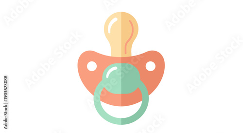 Colorful baby pacifier illustration in a modern flat design style.