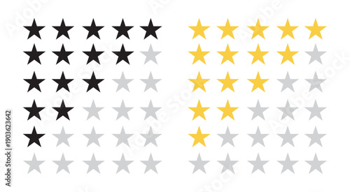 Five-star customer product rating review flat icon for apps and websites. Free vector