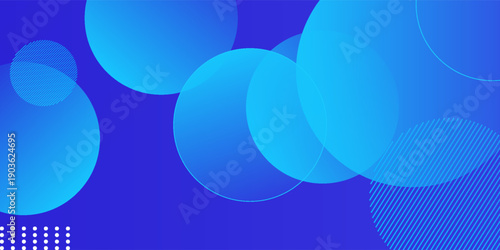 Billede på lærred Abstract gradient blue color background with circles
