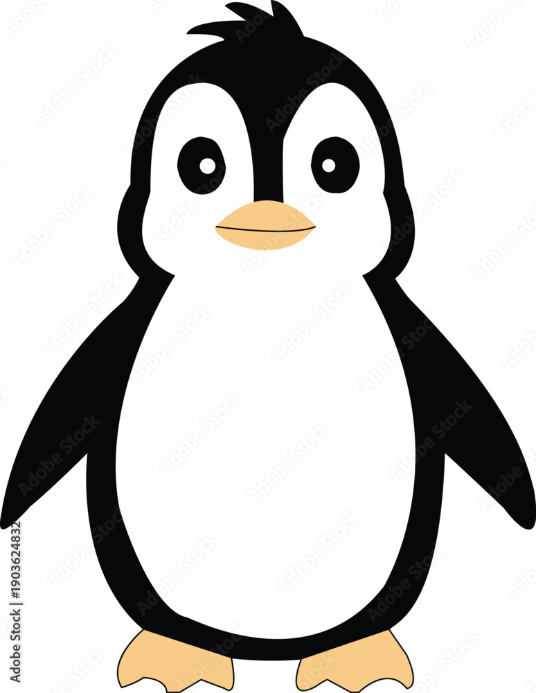 Obraz premium Cute Penguin Vector Illustration in Clean Design Style