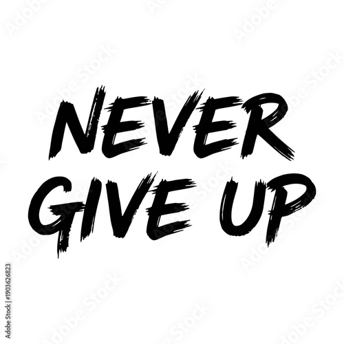 Never Give Up Motivational Brush Lettering