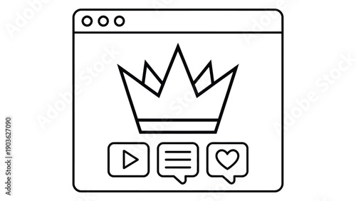 social media success line icon, online content popularity and engagement symbol, digital marketing outline illustration isolated on white