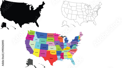 United States Map Collection with States