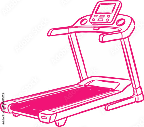 Fitness Treadmill Machine Outline Illustration Graphic