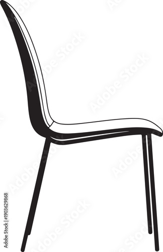 Simple black and white illustration of a modern dining chair