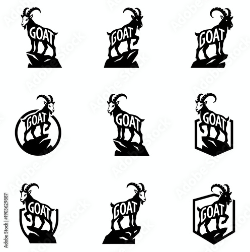 Collection of GOAT Logos and Silhouettes
