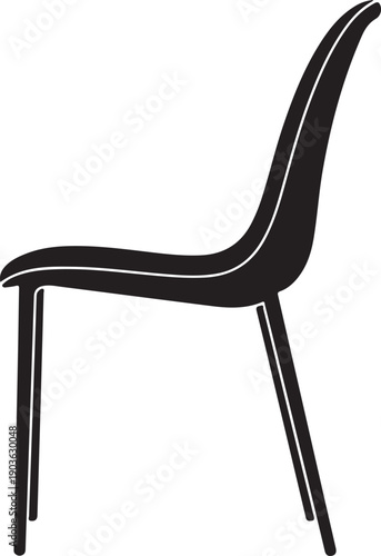 Simple black silhouette of a modern dining chair 