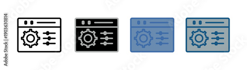 
Web management icon set multiple style collection with computer, gear and control panel designs