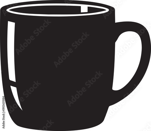Black Coffee Mug Icon Simple Design Illustration.