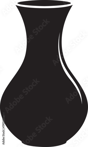 Black silhouette of a classic vase on white background.