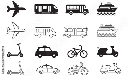 Vector Icon Collection – Water, Energy, Education, Transport, Shopping, and Finance Symbols for Business and Sustainability