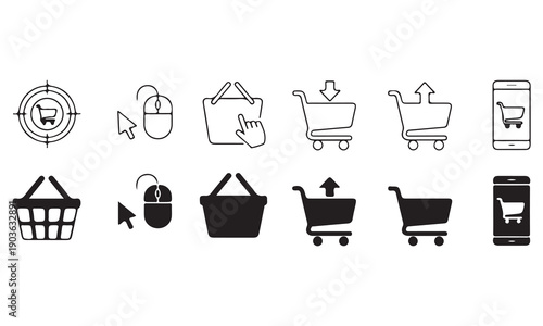 Vector Icon Collection – Water, Energy, Education, Transport, Shopping, and Finance Symbols for Business and Sustainability