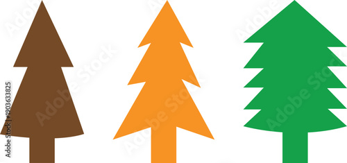 Lush Pine Tree Silhouettes Collection Featuring Evergreen Fir and Spruce Forest Trees in Bold Vector Shapes on Clean White Background