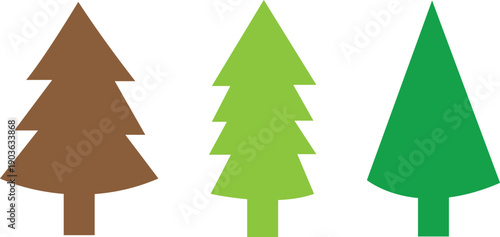 Wild Nature Pine Forest Silhouettes Pack with Tall Evergreen Fir and Spruce Trees Rendered as Vector Templates