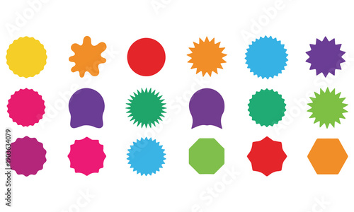 Colorful Badge Frames and Label Shapes Set – Vector Circle, Oval, and Rectangle Design Templates