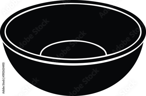 Simple Black Bowl Icon Illustration Design.