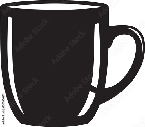 Simple Black Coffee Mug Silhouette Icon Design.