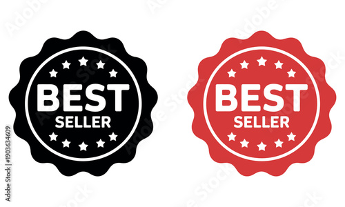 Bestseller Badge Label Vector Icon Featuring Flat Sticker and Best Seller Symbol