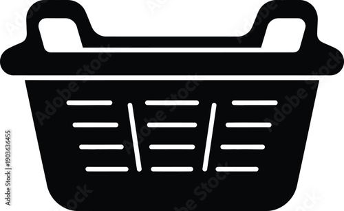 Black shopping basket icon on white background