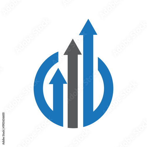 Growth and Progress Icon. Upward Arrows Symbol for Business Success, Corporate Development, and Positive Trend Visualization.