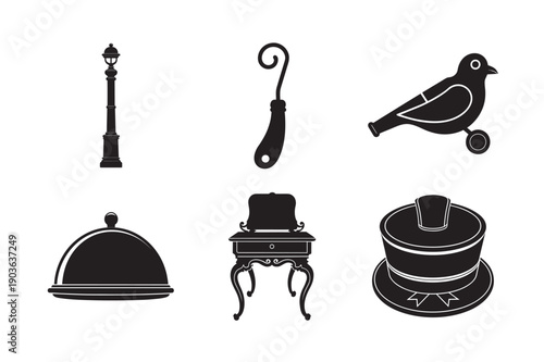 Victorian Daily Life Object Silhouette Bundle
