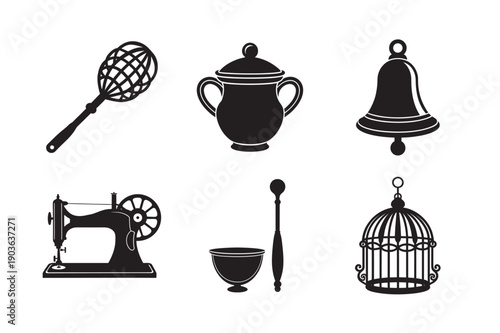 Victorian Domestic Life Objects Silhouette Collection