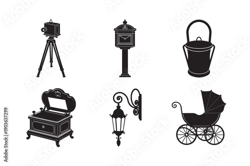 Victorian Era Everyday Objects Silhouette Bundle