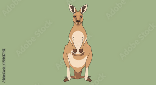 Illustration of a standing kangaroo with a neutral background.