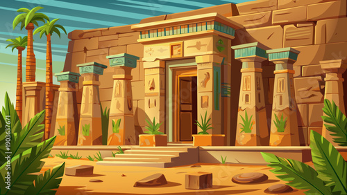 Very beautiful close-up of ancient Egyptian temple walls reveals detailed hieroglyphic carvings, weathered stone textures, and timeless artistry shaped by desert climate and sacred tradition.
