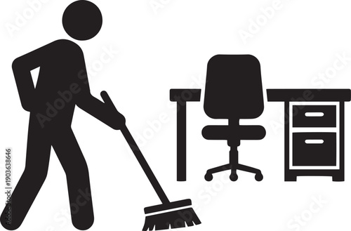 Man cleaning with mop and bucket vector illustration