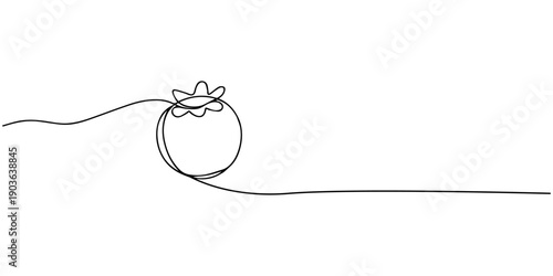 Continuous line drawing of fresh blueberries with leaves. Non editable stroke, Blueberries Composition – one line doodle drawing with watercolor fill, minimalistic vector illustration on white