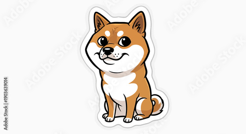 Cute Shiba Inu Puppy Sticker, Cartoon Dog Breed, Adorable Pet Face