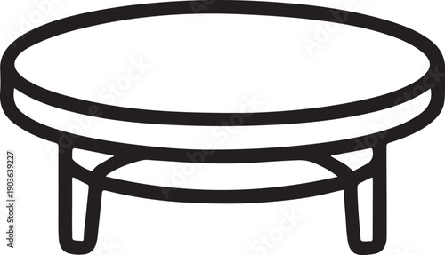 Vector coffee table or low table icon, simple outline style, for furniture mockup or interior design, isolated on transparent background, png