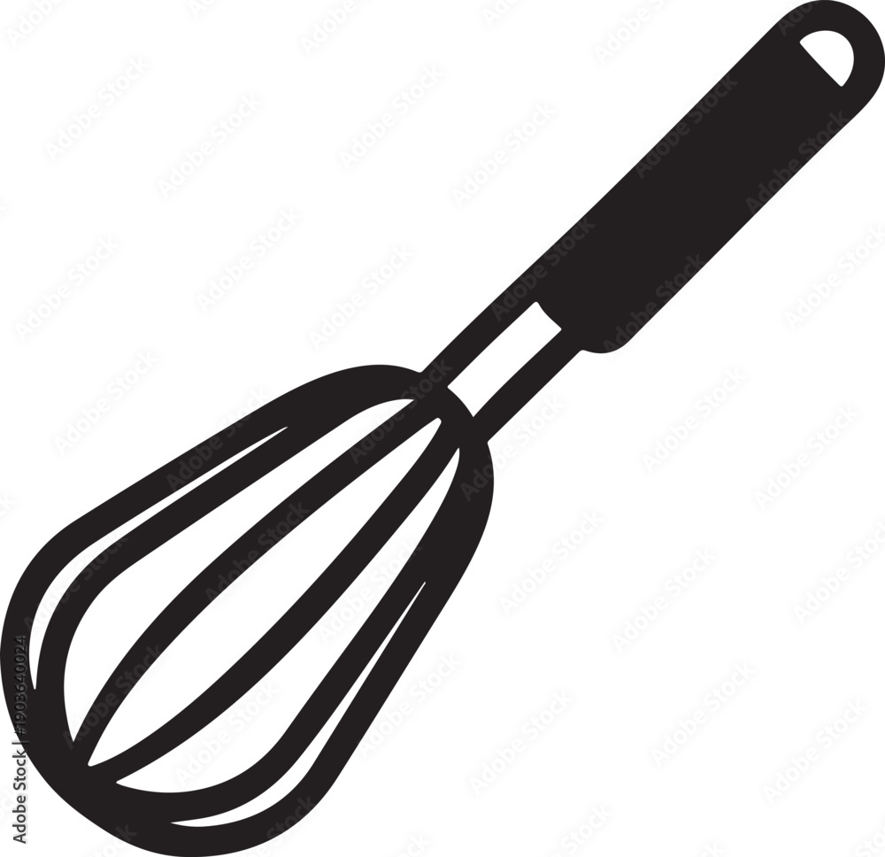 Obraz premium black kitchen whisk icon, vector illustration, isolated on transparent background, png