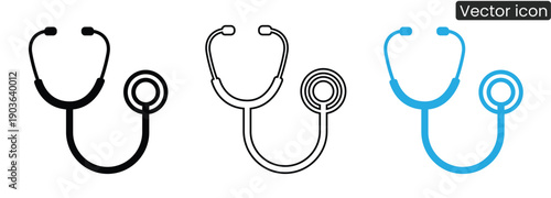 Collection of stylish stethoscope icons in different designs