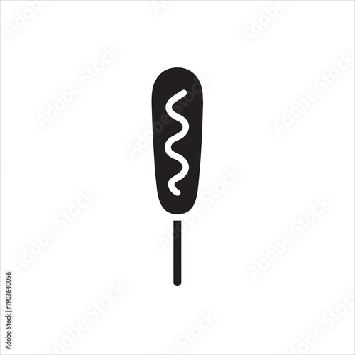 Corn dog on stick silhouette vector style 