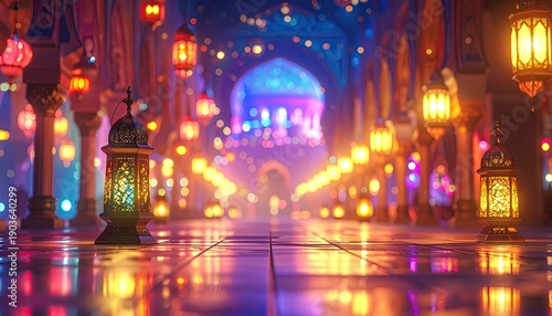 Wallpaper Mural Magical Ramadan night with glowing lanterns and ornate architecture Torontodigital.ca
