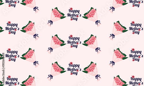 Mothers Day floral pattern background with flower bouquets