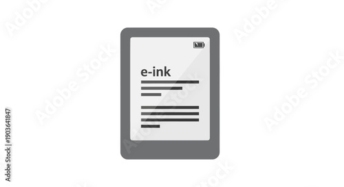 E-Ink Reader Tablet Device Icon, Digital Book and Electronic Reading, isolated white background