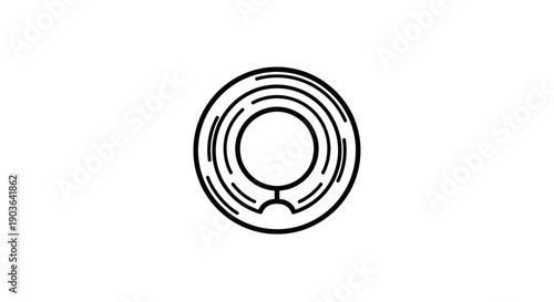 Abstract Circular Maze Labyrinth Icon Symbolizing Complexity and Challenge on Isolated White Background